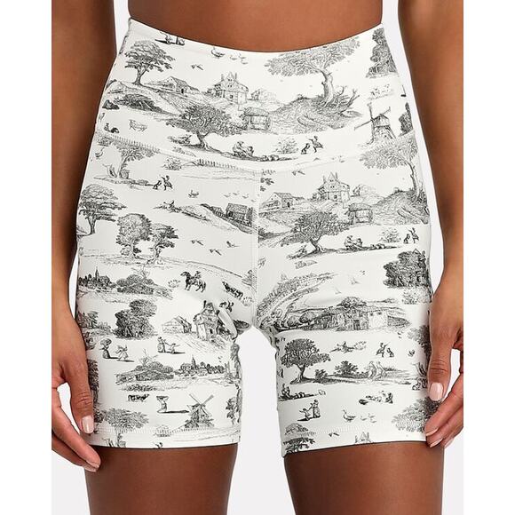 We Wore What Toile Black White Printed Biker Shorts Athletic S Nylon Spandex EUC - Picture 1 of 10